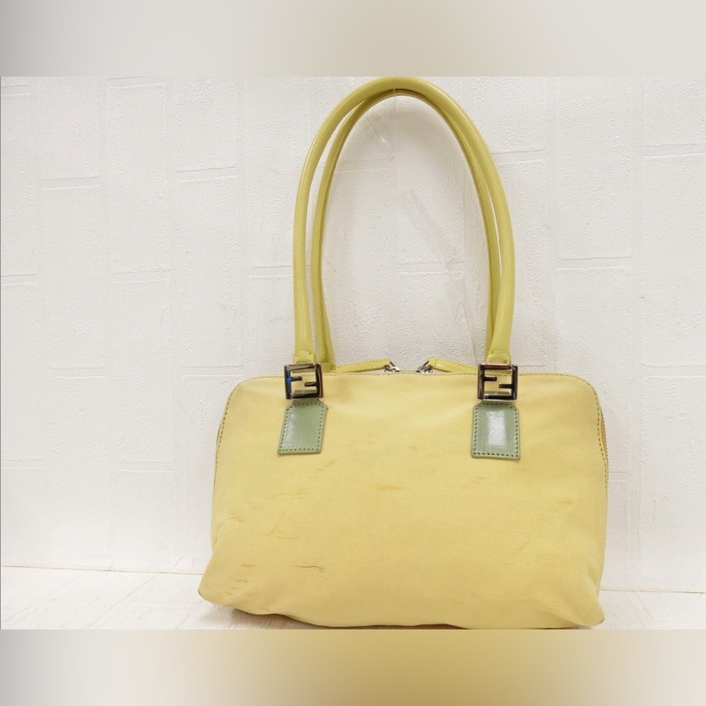 SOLD FENDI FF hardware nylon calf leather hand shoulder bag